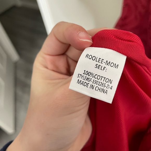 Roolee Burgundy Eyelet 3/4 Sleeve Dress - Picture 7 of 10